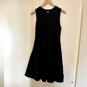 Black Ribbed Knit A-line Dress - Size M